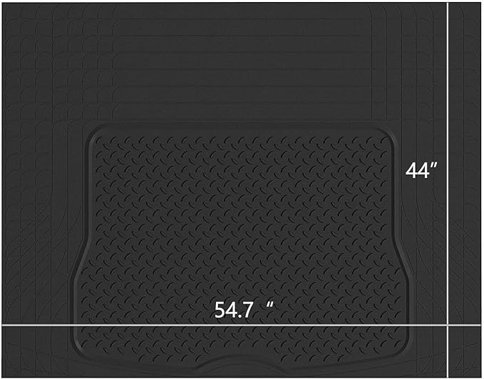 PIC AUTO Heavy Duty Cargo Liner, Trimmable All-Weather Rubber Trunk Mat for Cars, SUVs, Vans & Trucks, Anti-Slip Backing, Durable Protection, Large, Black