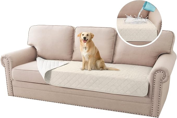 H.VERSAILTEX Couch Cover for Dogs Washable 100% Waterproof Sofa Cushion Cover Dog Bed Cover Non-Slip Pet Blanket for Sofa Cushion Protector, 35" x 82", Ivory