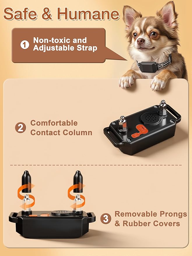 Small Shock Collar for Small & Medium Dogs 5-100lbs, Dog Training Collar with Remote, Waterproof, Rechargeable, 1300ft Range, Collar with Beep, Vibration, Safe Shock