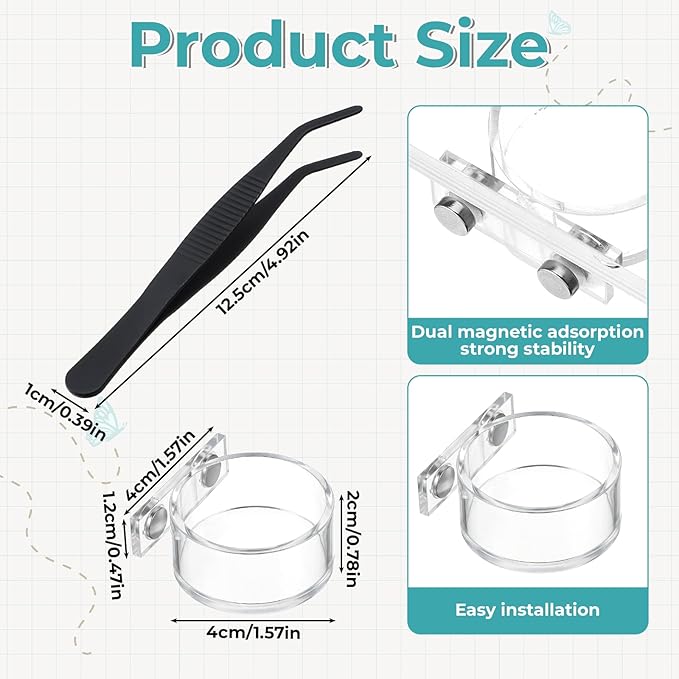 Jumping Spider Feeding Dish with Tweezers, Tiny Magnetic Water Bowl Spider Enclosure Accessories 1 PCS 4x2cm