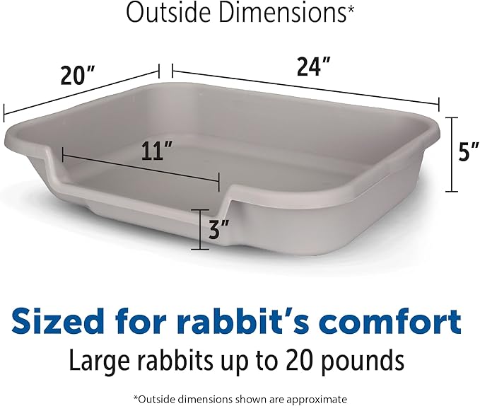BunnyGoHere Rabbit Litter Box Misty Gray Color Large Size. Review Size Photo Prior to Ordering
