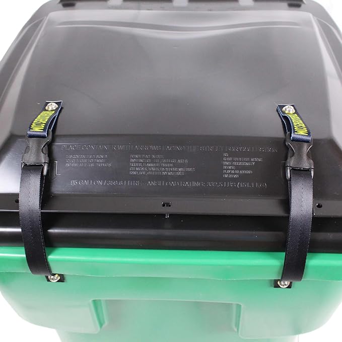 Trash Lock Original Two Strap Lid Lock, Very Secure, Deter Black Bears, Keep Raccoons, and Squirrels Out of Your Trash (Black, Original Two Strap), Patent Pending Design