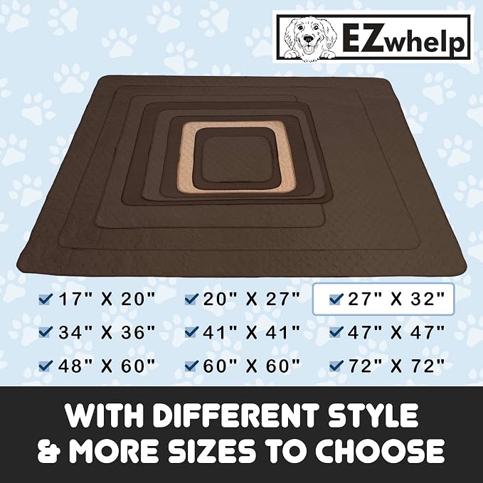 Reusable Dog Pee Pads, Washable Waterproof Mat 27x32 in, 2 Pack | 27x32 washable waterproof pee pads with rounded corners, reusable laminated puppy pads for potty training, 2-pack