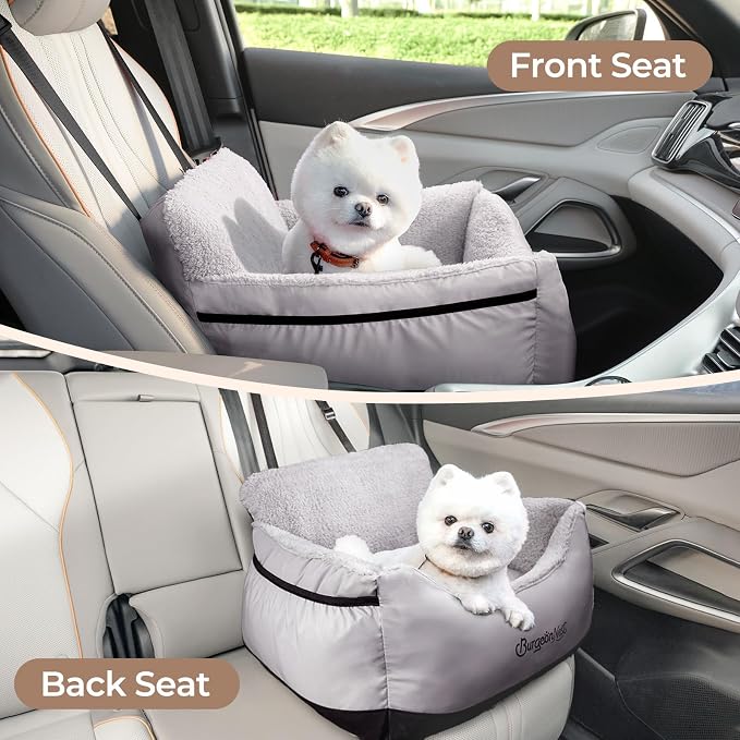 Dog Car Seat for Small Dogs & Cats Under 25 lbs, Black Grey
