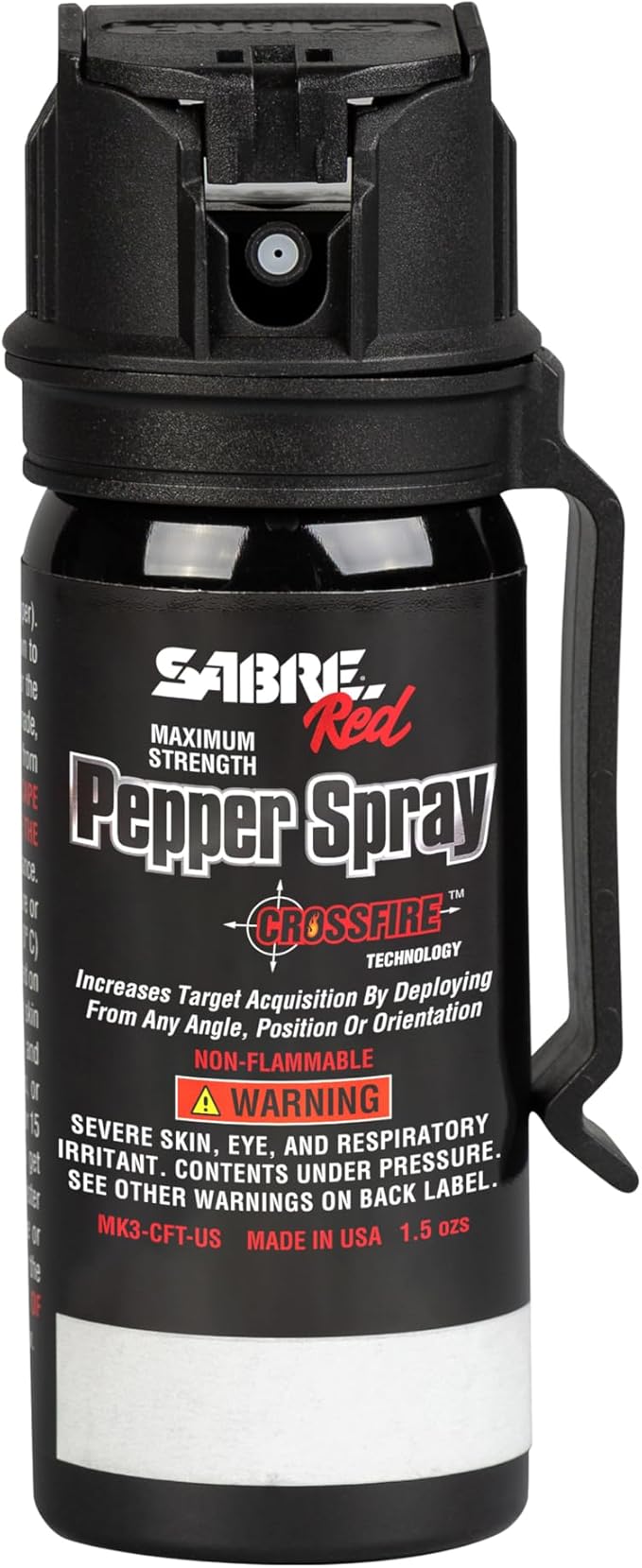 SABRE Crossfire Pepper Gel, Deploys At Any Angle, Maximizes Target Acquisition Against Multiple Threats, Belt Clip For Easy Carry, Fast Flip Top, Max Police Strength OC, Pepper Spray Option 1.5 fl oz