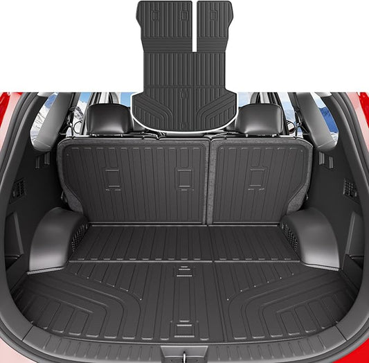 xipoqix Cargo Mat Backrest Mat Compatible with 2019 2020 Santa Fe TPE Cargo Liner Back Seat Protector Replacement for 2019 2020 Santa Fe Accessories (Trunk Mat with Backrest Mats)