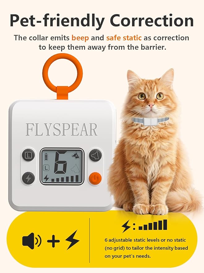 FLYSPEAR Extra Receiver Collar for Indoor Wireless Cat Barrier, Receiver Collar Only,White
