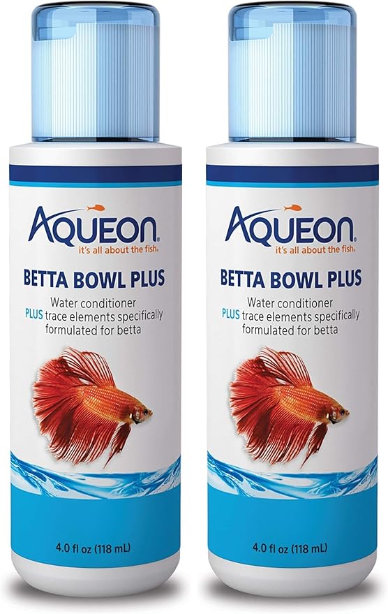 Aqueon Betta Bowl Plus Water Conditioner Neutralizes Chlorine and Ammonia for Betta Fish Tanks - 4 Ounces (Pack of 2)