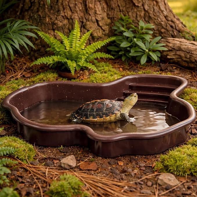 Petmolico Large Reptile Water Dish with Non-Slip Bottom – Snake Water Bowl,Tortoise Habitat Accessories for Turtle,Gecko,Lizard,Bearded Dragon