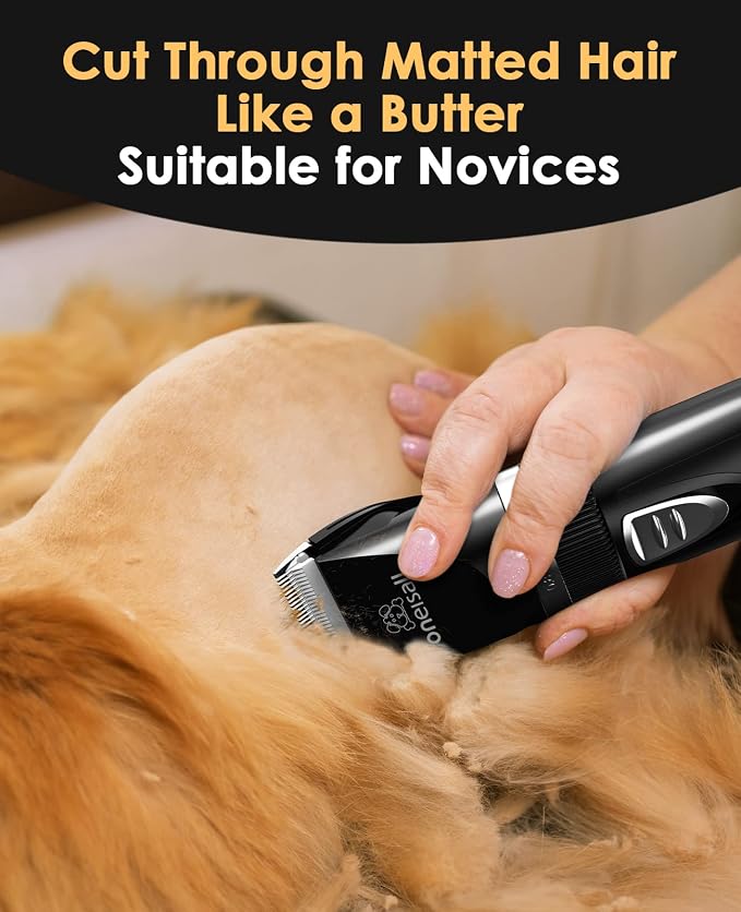 oneisall Quiet Cat Clippers for Matted & Long Hair 2-Speed Cat Grooming Kit | Cordless Pet Clippers for Cats, Small Dogs & Animals, 6 Guide Guards, 240mins Long Battery Life, With Scissors and Comb