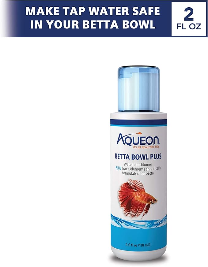 Aqueon Betta Bowl Plus Water Conditioner Neutralizes Chlorine and Ammonia for Betta Fish Tanks - 4 Ounces