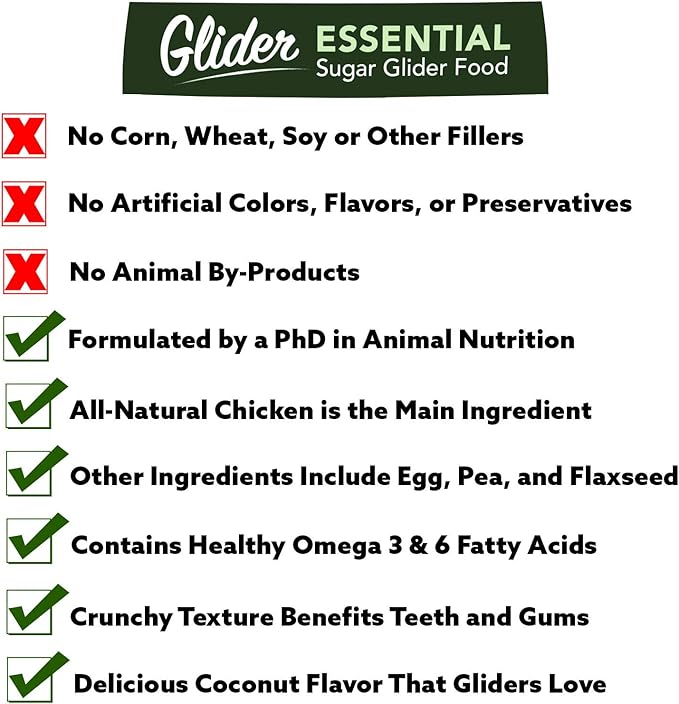 Exotic Nutrition Sugar Glider Essential Deluxe Food Starter Package - Chicken Based High Protein Kibble, Healthy Dried Vegetable Mix, Instant-HPW Enriched Powdered Diet