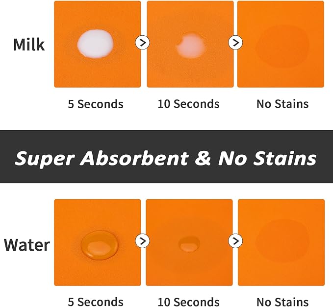 HotLive Dog Food Mat - Absorbent Cat Mat for Food and Water, No Stains Pet Feeding Bowl Mat, Easy to Clean Pet Placemats, Quick Dry Dog Water Dispenser Mat for Messy Drinkers | Orange 18"x 28"