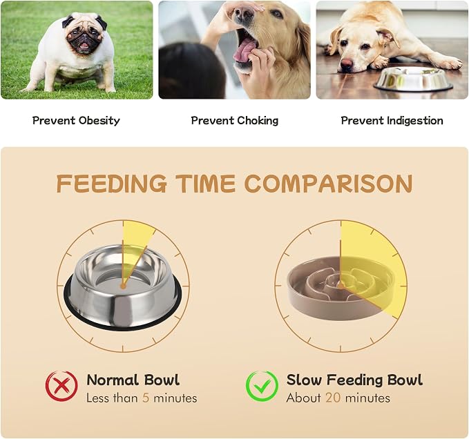 Havniva Elevated Slow Feeder Dog Bowls, Ceramic Dog Bowl Slow Feeder Set | 0.9 Cups Raised Slow Feeder Dog Bowl for Small Breed, 6.1” Dog Water Bowl with Wooden Stand, Puzzle Dog Food Bowl, Non-slip