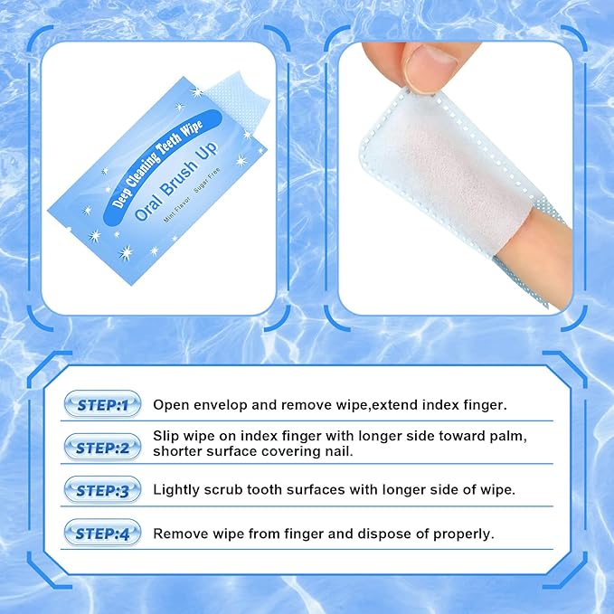 300 Pcs Disposable Finger Brush Teeth Wipes Bulk Finger Toothbrush Textured Surface Deep Teeth Cleaning Finger Wipes Oral Wipes for Adults Teeth Mouth and Dental, Individual Package
