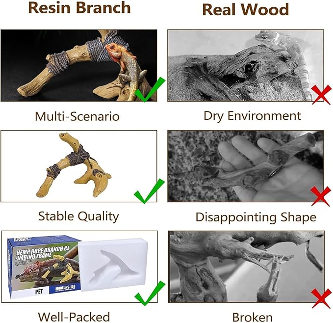 Tfwadmx Snake Climbing Branch, Reptile Wood Trunk Branches Decor Resin Reptile Climbing Wood Branches Gecko Tank Branches Decor Chameleon Cage Accessories for Lizards, Tarantulas, Frogs