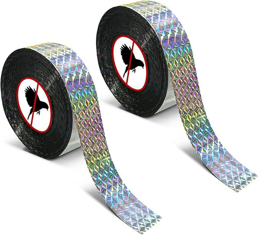 MP mypole Bird Scare Tape Ribbon, 2 * 300 Foot Reflective Tape Ribbon for Birds Woodpecker Scare Reflective Flash Tape Scare Birds Away for Outdoor, House, Garden, Patio, Orchard