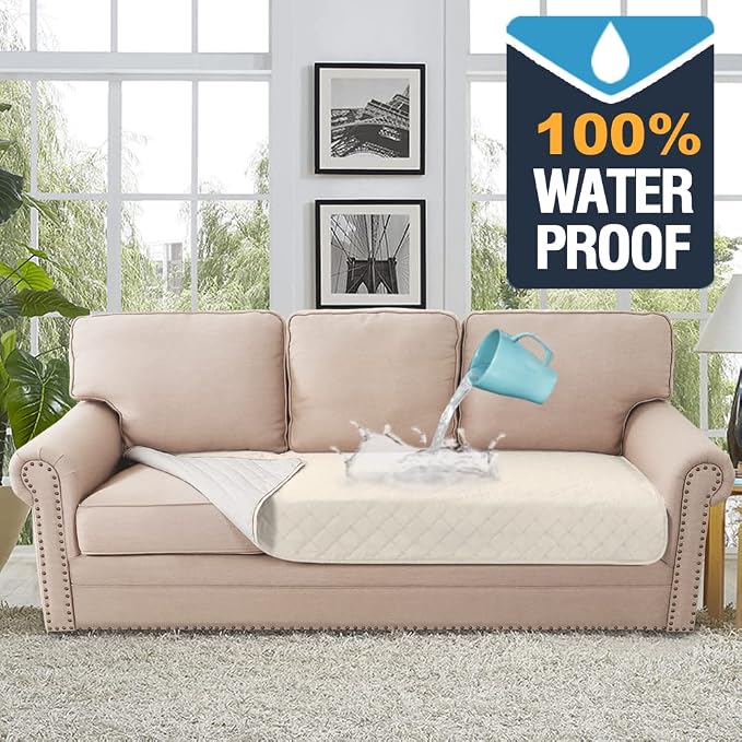 H.VERSAILTEX Couch Cover for Dogs Washable 100% Waterproof Sofa Cushion Cover Dog Bed Cover Non-Slip Pet Blanket for Sofa Cushion Protector, 35" x 74", Ivory