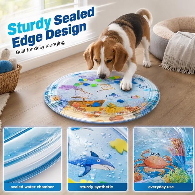 Cat Water Mat with Fish, 2026 New Interactive Cat Mat, Cat Mat for Indoor Activity, Portable Pet Water Play Mat for Cats and Dogs，C：Large,39"