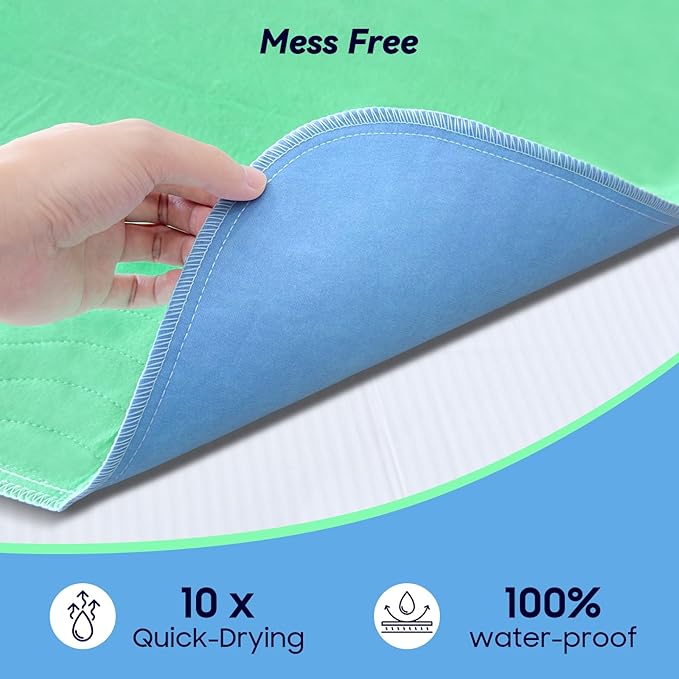 4 Pack 24” x 24” Extra Heavy Absorbency Washable Underpads Bed Pads | WaterProof Nursing Pads Incontinence, Reusable Washable Pee Pads for Dogs, Diaper Changing & Adults, Washable Puppy Pads