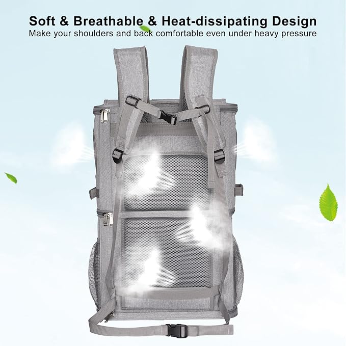 Extra Large Double Pet Carrier Backpack for Cats & Small Dogs | Portable Large Pet Travel Carrier with Super Ventilated Design, Ideal for Hiking, Camping and Outdoor Adventures