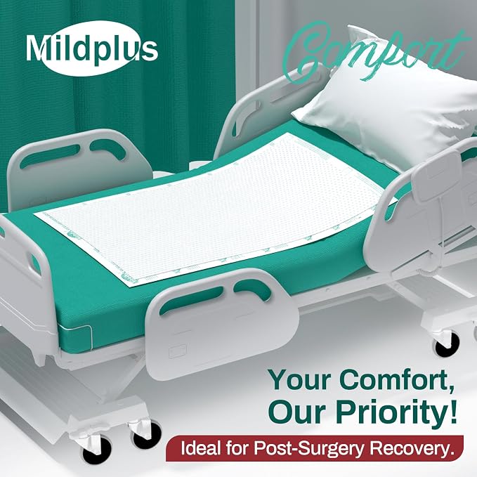 MILDPLUS Heavy Duty Underpads 30"X36", 25 Count, Ultra Absorbent Chucks 130 Grams Tear-Resistant Disposable Bed Pads with Strength Cloth Backing Incontinence Pads for Adults, Kids or Pets