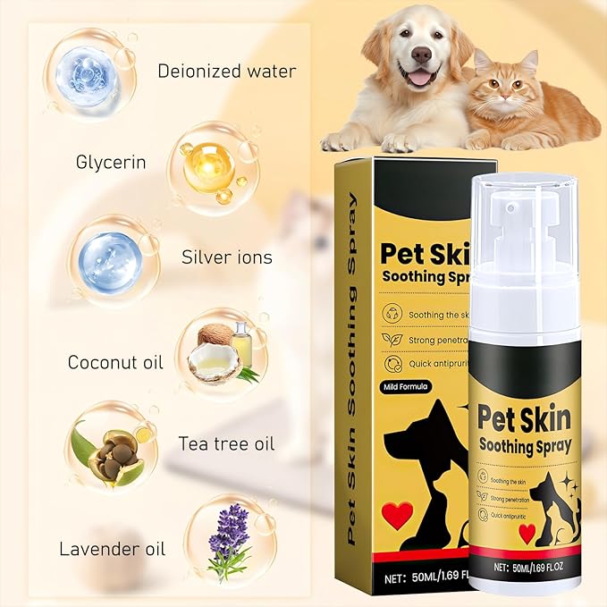 Wanban 2pc Pet Skin Treatment Spray for Dogs and Cats - Nature Soothing Solution for Itchy Skin, Reduces Scratching - Cat Itchy Skin Treatment