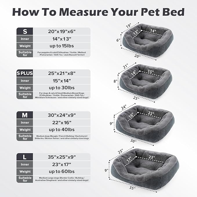 Small Dog Bed for Small Dogs, Cat Beds for Indoor Cats Washable, Orthopedic Dog Bed, Warming Soft Calming Sleeping Puppy Bed Durable Pet Bed with Anti-Slip Bottom S(20"x19"x6")