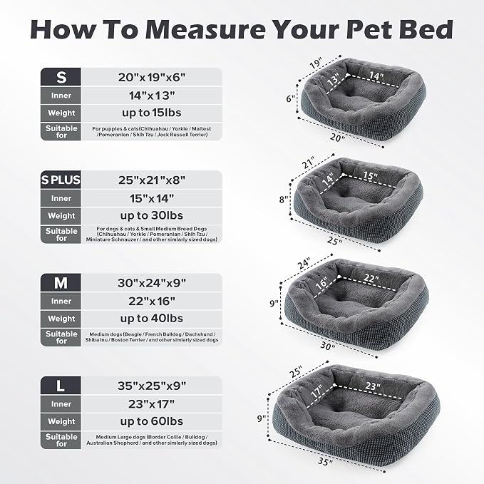 Dog Bed Medium Size, Orthopedic Warming Soft Calming Sleeping Puppy Bed Durable Pet Bed with Anti-Slip Bottom M(30"x24"x9")