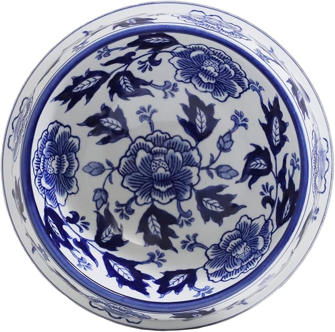 Aimusego Vintage Blue and White Chinoiserie Ceramic Cat Food Bowls Cat Bowls/Dishes for Food and Water,Dog Feeding Bowls, Dishwasher Safe 25OZ