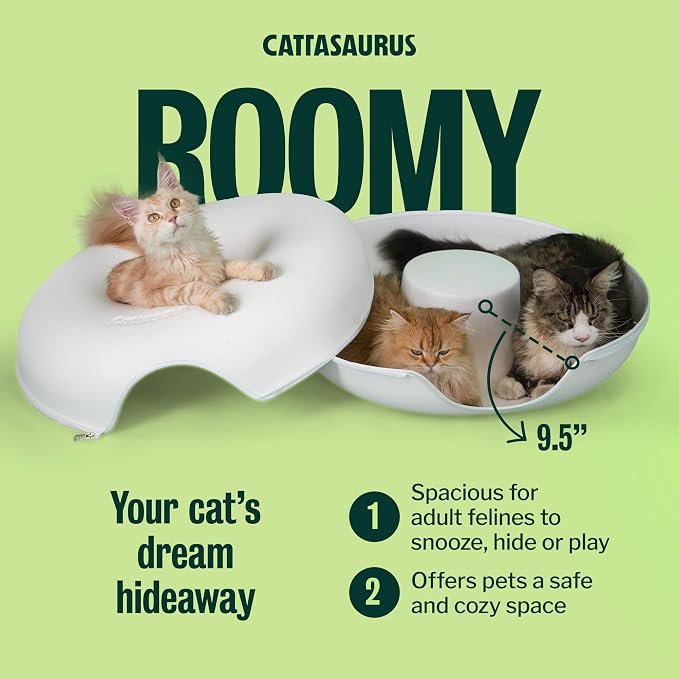 Peekaboo Cat Cave, Extra Spacious for Multiple & Large Cats 15+ lbs, Scratch Detachable Cat Beds for Indoor Cats, Washable Tunnel Bed, Comfy Donut Tunnel (White, Jumbo)