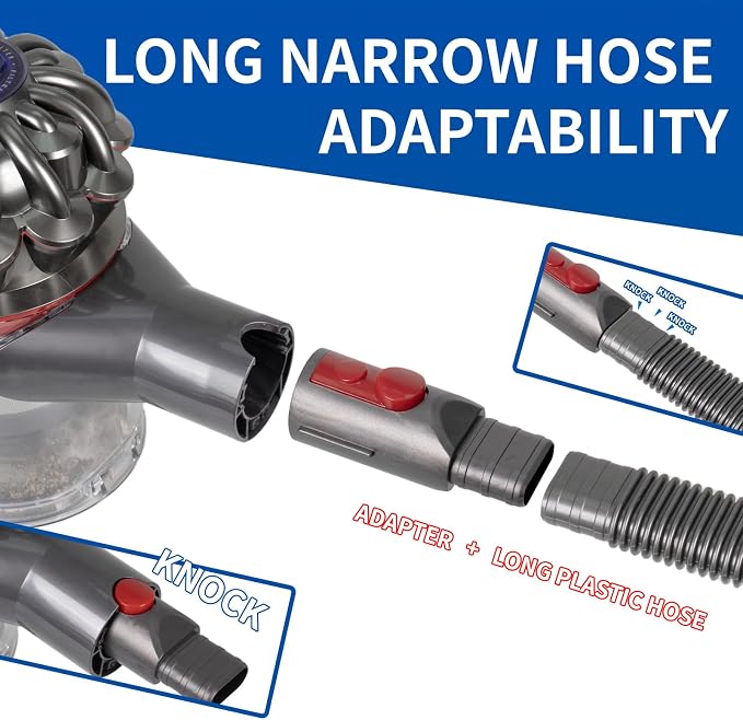 Vacuum Attachment Kit Compatible with Dyson V7 V8 V10 V11 V15 Cleaner | Flexible Extension Hose Mattress Tool Stiff Brush Soft Bristle and Flexible Crevice Tool for Home Cleaning