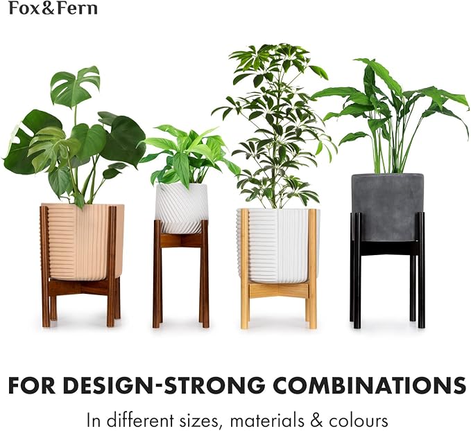 Fox & Fern Large Indoor Planter, Modern Large Plant Pot for Indoor or Outdoor, UV and Frost Resistant - 8 Inch, Matte White Flower Pot with Drainage Plug, 3D Printed Design