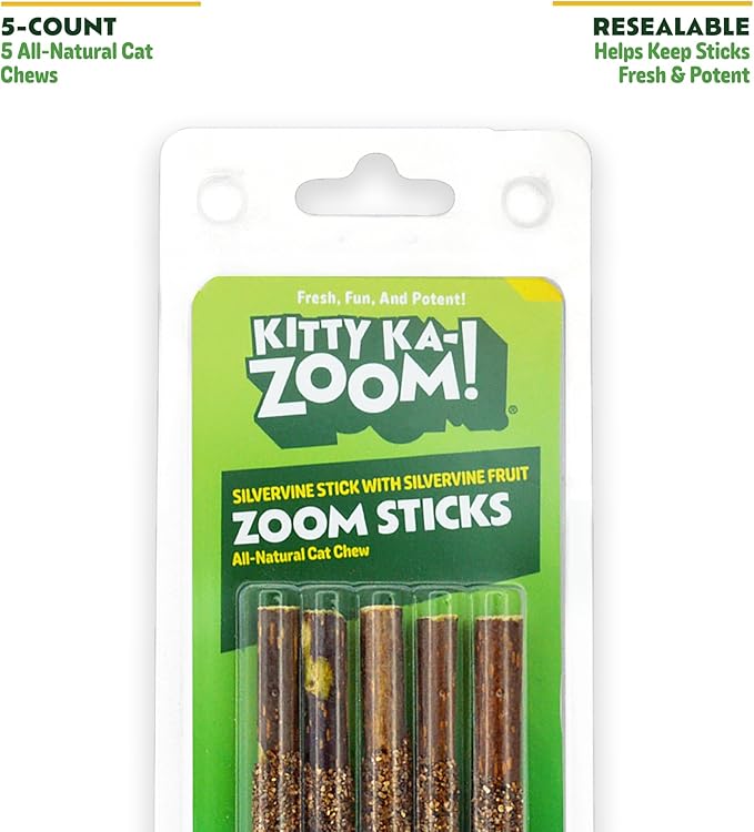 Zoom Sticks - Silvervine Sticks Covered in Silvervine Fruit | Dental Support Chew for Cats | High Potency Natural Chew Stick for Indoor Cats