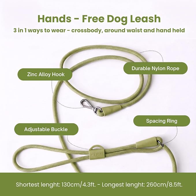 No Pull Dog Harness and Leash Set 3-in-1 Adjustable Anti Pull Dog Harness with Hands-Free Matching Leash,Poop Bag Holder,Easy Walk Dog Harness Extra Small Sized Dog(Olive Green)