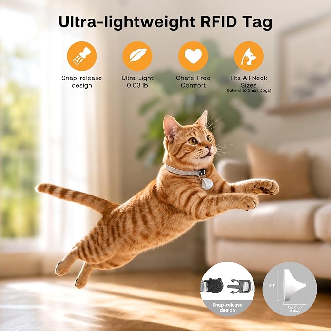 RFID Automatic Cat Feeder with Collar Sensor, Anti-Stealing Food Dispenser with Sealed Lid for Wet Dry Food and Different Diet for Multi-Pet Home, Auto Pet Feeder for Cats & Small Dogs, White