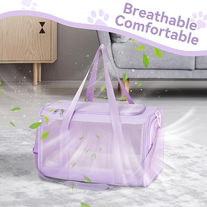 PETSFIT Large Cat Carrier with Patented Safety Buckles,Big Cats Up to 20 lb | Secure Carrier for Safe Driving, Lockable Zippers, Safety Tether, Travel Pet Carrier for Trips & Vet Visits, 19 x 12 x 12
