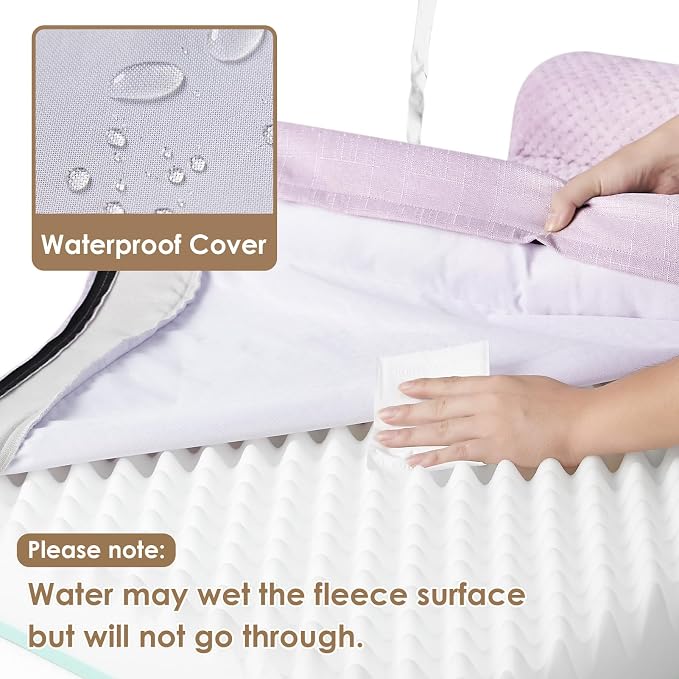 EHEYCIGA Memory Foam Dog Bed for Crate, Large Orthopedic Dog Bed, Lilac | Washable Removable Cover, Waterproof Flat Pet Sofa Couch with Nonskid Bottom, 36x27x6
