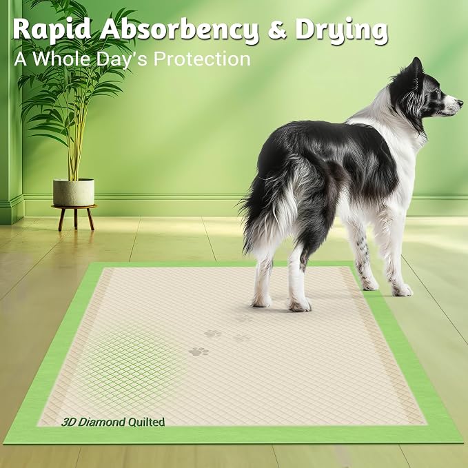 MIZOK Bamboo Dog Pee Pads Highly Absorbent No Leak XXL 36x36in 30Ct | Thick Bamboo Fibers Instantly Absorb Liquid and Neutralize Bad Odors Keeping Your Indoor Living Space Clean and Leak Proof