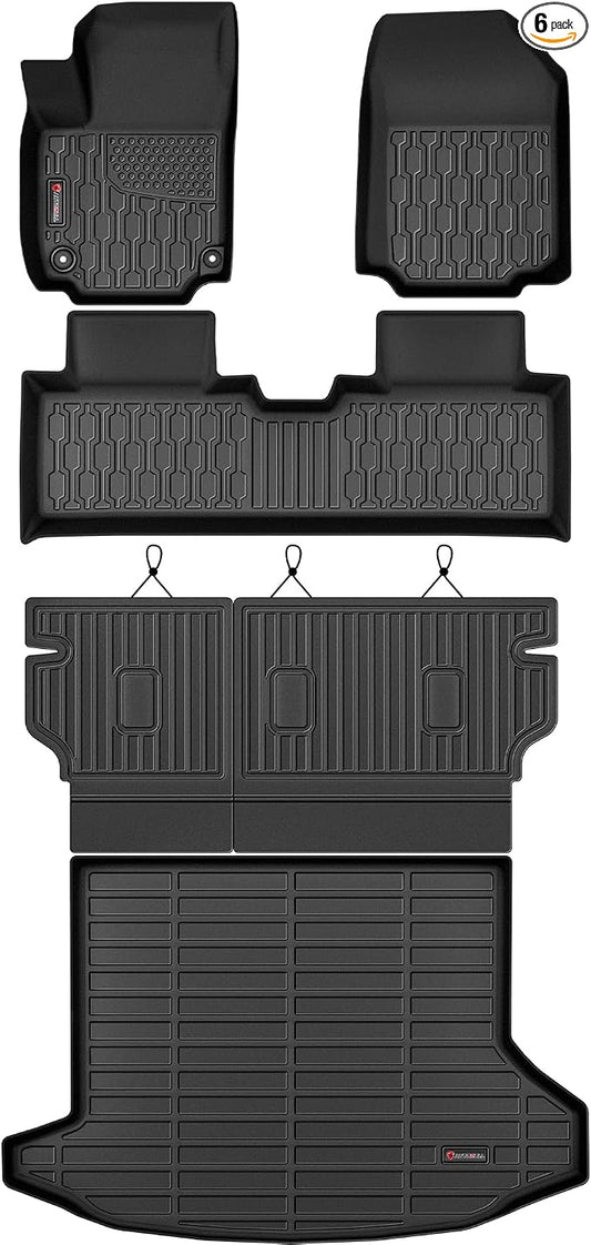 Floor Mats & Cargo Liner for 2025 2026 Chevy Equinox (Only Gas) & GMC Terrain, Car Mats Full Set 6-Piece,All-Weather TPE Protection 1st,2nd Row Car Liners,Backrest Mat & Trunk Mat,Black
