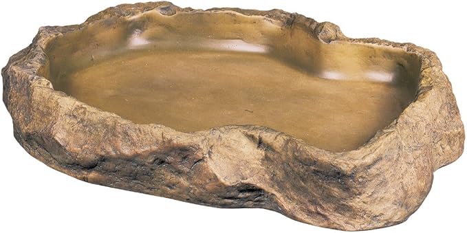 Exo Terra Reptile Feeding Dish – Natural Rock Look Food & Water Bowl for Lizards, Turtles, Snakes & Amphibians – Food-Grade Resin, Non-Porous, Easy Clean, Bacteria Resistant – Extra Large