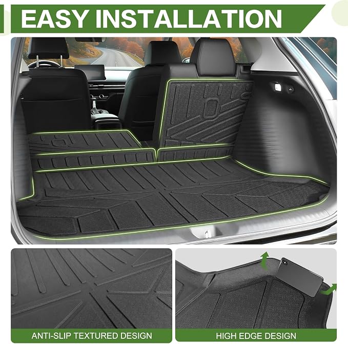 Cargo Liners for 2023-2026 Honda HRV Trunk Mat with Seat Back Cover Accessories, All Weather Rear Cargo Mat Backrest Protector for 2023 2024 2025 2026 HR-V