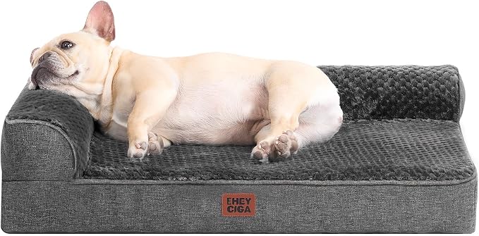 EHEYCIGA Orthopedic Dog Bed Medium Size Dogs, Memory Foam Dog Bed with Washable Removable Cover, Waterproof Pet Sofa Couch for Crate with Nonskid Bottom, 30x20x6, Dark Grey | Small Dog Sofa with Washable Removable Cover, Waterproof Pet Couch for Crate ...