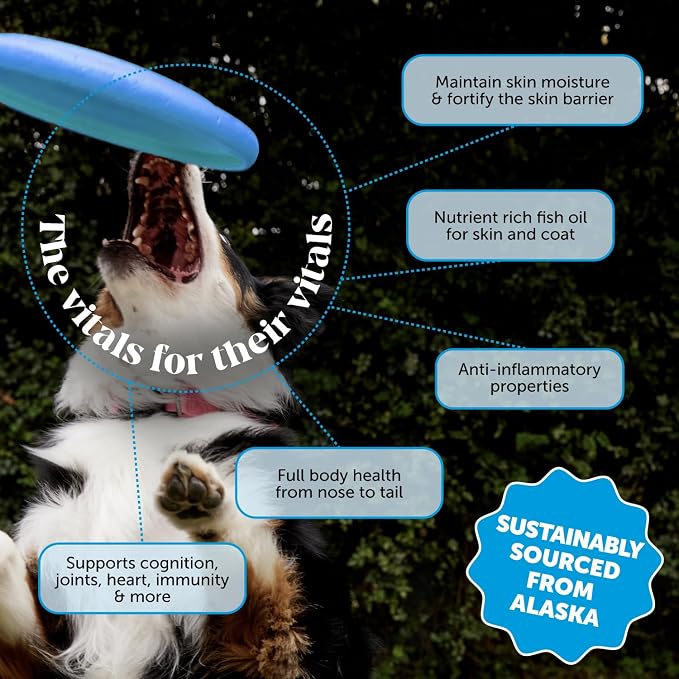 Wild Alaskan Salmon Oil for Dogs & Cats - Omega-3 Fish Oil with EPA + DHA Omega Fatty Acids, Sockeye Salmon, Skin & Coat Support, Pure Food Topper, Supports Joints, Brain & Heart Health - 16 oz