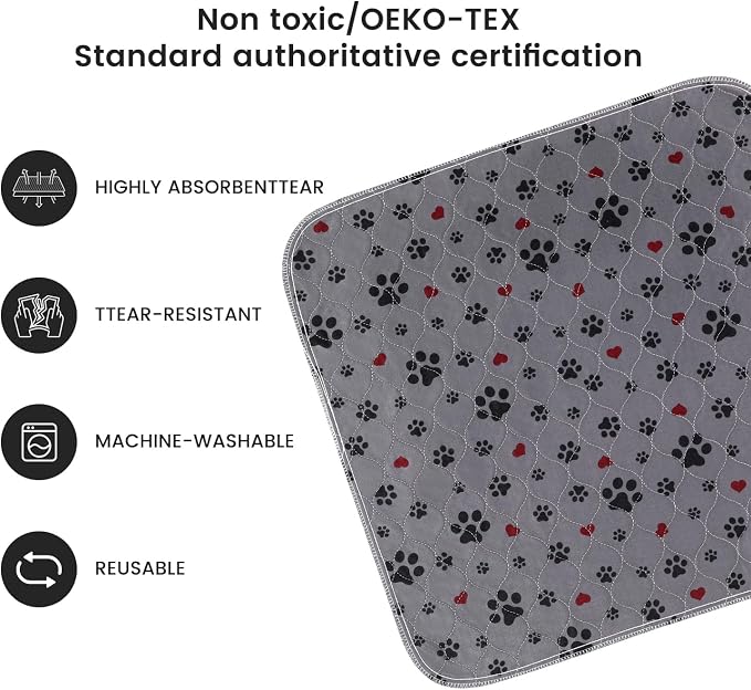 Washable Pee Pads for Dogs,2 Pack Extra Large 36"x36" Super Absorbent Reusable Puppy Pads,Non-Slip 100% Waterproof Dog Pee Pads,Pet Training Pads for Couch, Crate,Potty Training,Floor