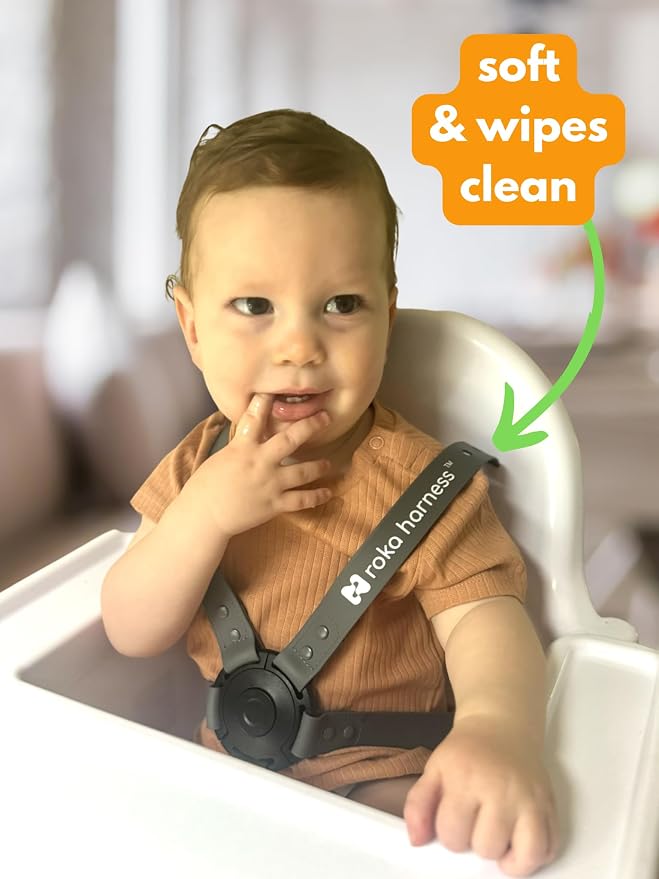 5 Point Silicone High Chair Harness - Wipe Clean - Gray | Easy-Wipe Silicone