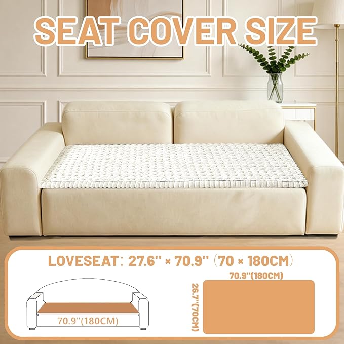 Couch Cover for Dogs Washable,Non Slip Fuzzy Durable Pet Friendly Cozy | Soft Slipcovers for 3 Cushion Sofa Cover,Plush Thick Protector Fits Mat Bed Leather & Fabric Couches (Beige 27.6"x70.9")