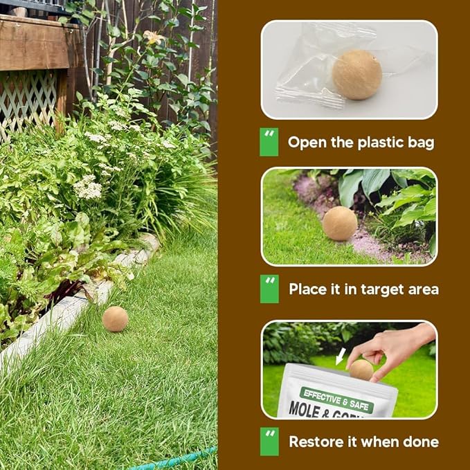 LEBMP Mole Repellent, Gopher Repellent, Groundhogs Repellant Outdoor, Vole Deterrent, Armadillo Repellent for Lawns, Keep Mole Out of Yard, Get Rid of Gophers, Covers Up to 120 Sq Ft-10Pcs