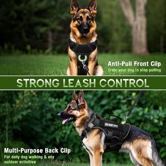 Tactical Molle Vest Mesh Dog Harness with 10 Removale Pet Patches | Breathable Service Dog harness with Double Soft Padded Handle for Small Dog, Reflective Military Pet Vest for Walk Hiking