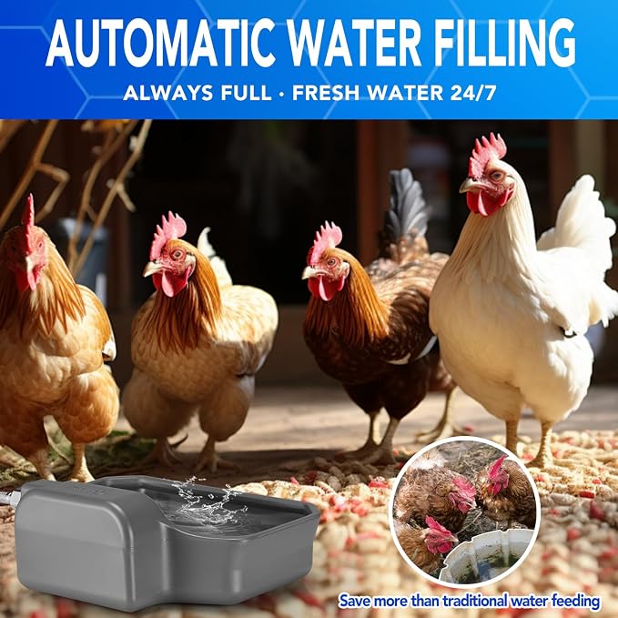 PETTEN Auto Fill Dog Water Bowl, Outdoor 1Gal/3.75L Automatic Dispenser | Auto-refill float valve,no electricity.3.75L for dogs/cats&livestock.3/4"GHT hose connection.Food-grade HDPE,durable
